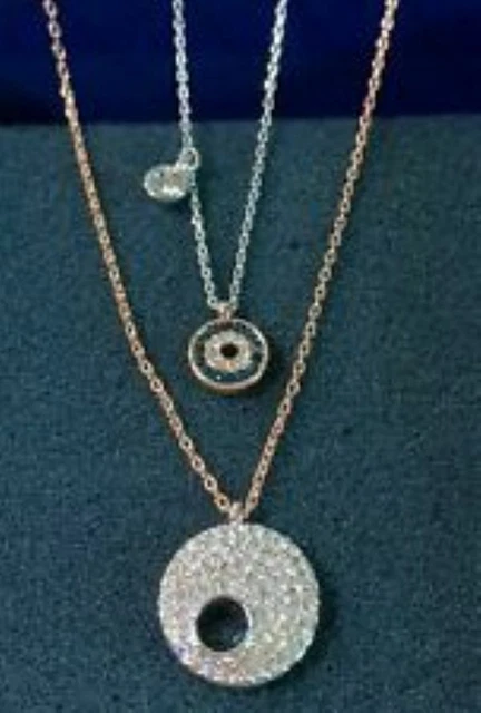 NWT SWAROVSKI CRYSTAL Wishes Evil Eye Pendant Set, BLUE, Authentic