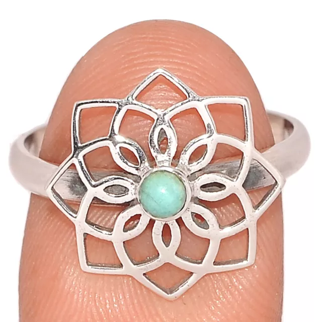 Lotus - natürlicher peruanischer Amzonit 925 Sterlingsilber Ring XGB s.9 BR207657