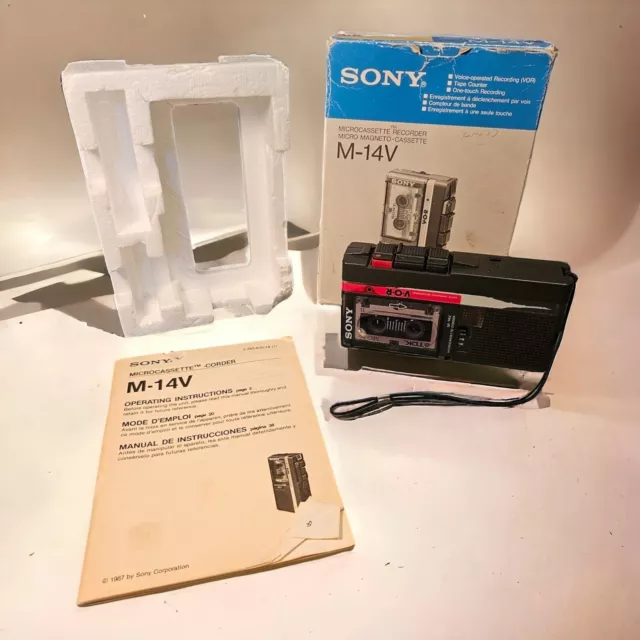 Boxed Vintage SONY M-14V Pocket Microcassette Dictation Dictaphone