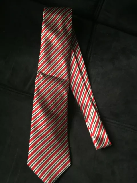 Stefano Ricci Luxury Collection Red Black Silver Striped 3.5" Silk Tie