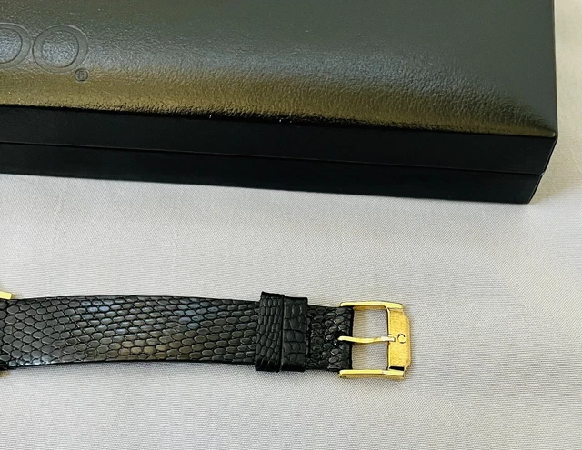 Orologio da uomo vintage Museo Movado fatto in Svizzera oro + quarzo zaffiro nero 8745882 10