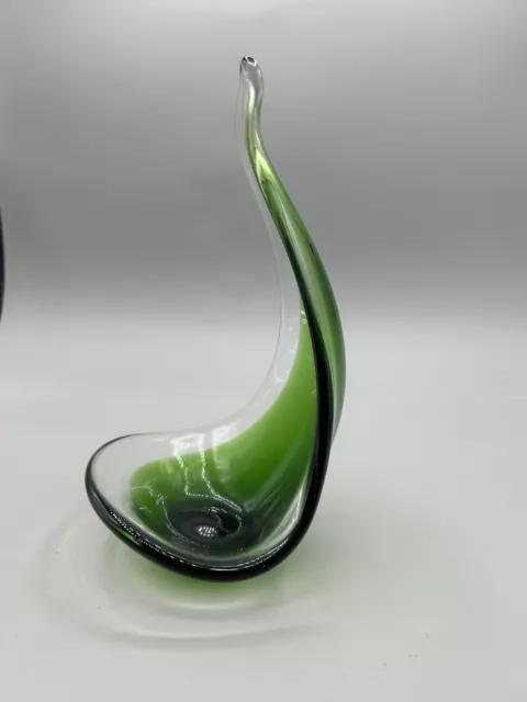 murano? green/clear sculptured bowl