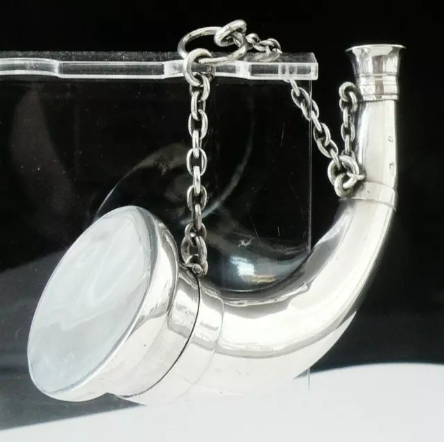 Sampson Mordan Antique Sterling Silver Hunting Horn Vinaigrette Scent Bottle