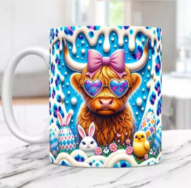 Highland Cow Easter Mug  Highland Cow Easter Mug Cows Highland  Gifts Mug Tea