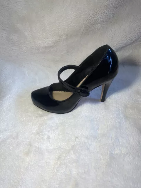 CARVELA KURT GEIGER Black Patent Mary Jane 4’ Stiletto Heel Court Shoe ...