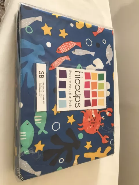 SALE-Hiccups Rockpool Blue SINGLE Bed QuiltCover Set BRAND NEW Original Packagin