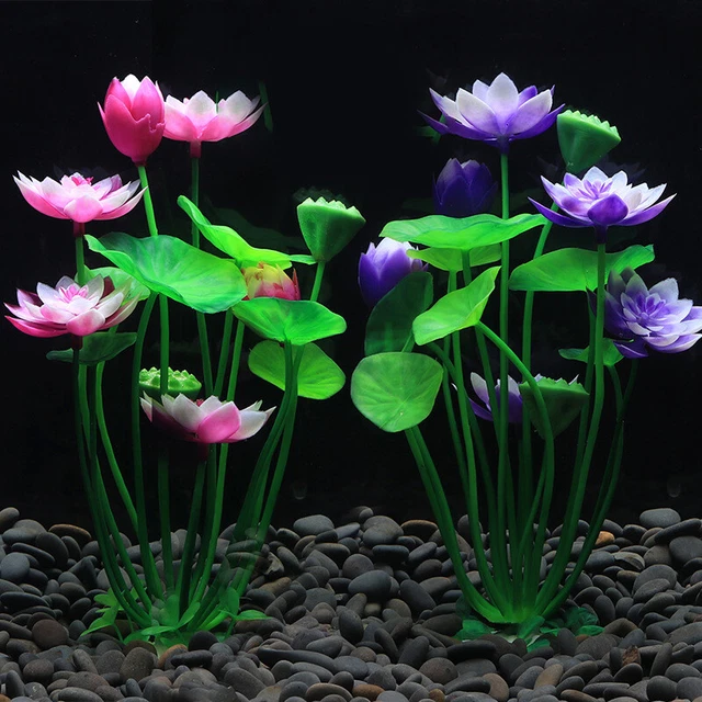 Aquarium Artificial Lotus Plants Water Grass Decoration Fish Tank Landscaping ~'