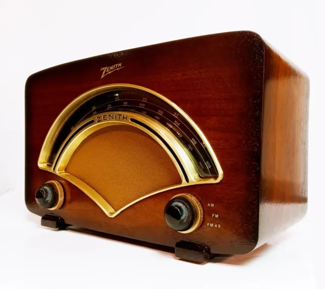 OLD ANTIQUE WOOD Zenith Vintage Tube Radio -Restored & Working 1st FM ...