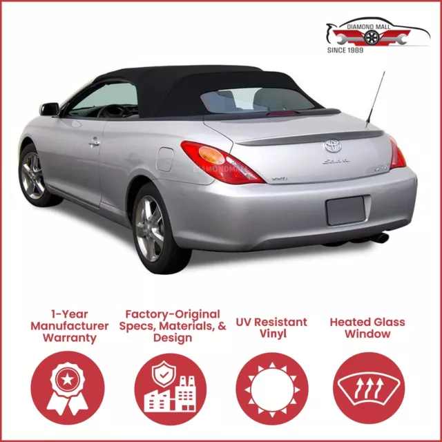 2004-09 Toyota Solara Convertible Soft Top w/DOT Approved Heated Glass, Black