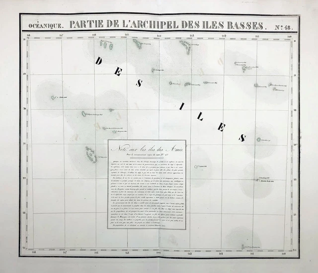 Tuamotus Archipelago Islands Pacific Ocean Tarjeta Mapa Vandermaelen 1827