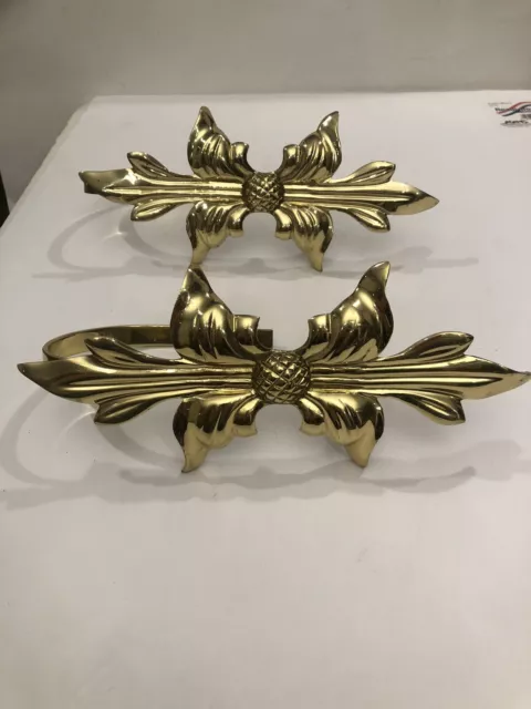 Solid Brass Large Curtain Tie Back Wall Mount Drapery Bow Classic Bracket Holder