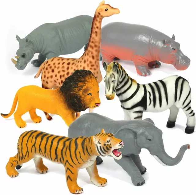 Jumbo Zoo Animal Figures Set of 7 - Realistic Safari for Kids