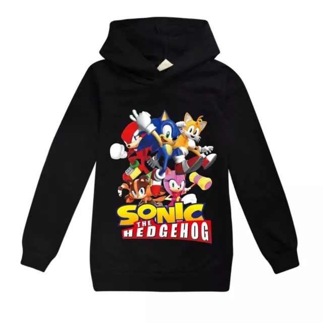 Kids Boys Sonic The Hedgehog Long Sleeve Hoodie Sweatshirt Pullover Jumper Tops 3