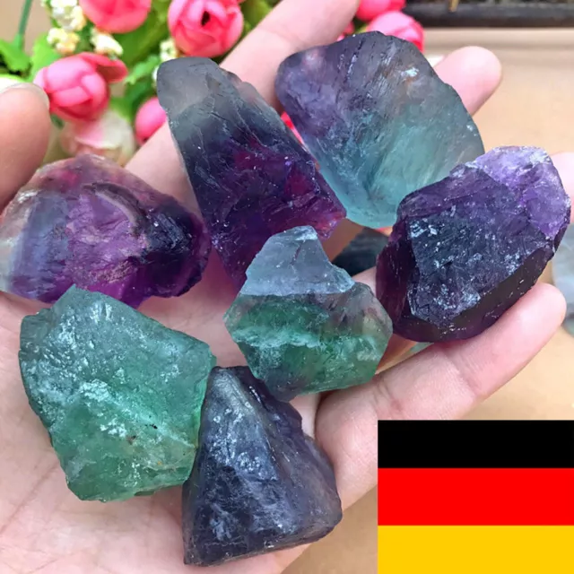 100% Natürliche Regenbogen Fluorit Kristall Quarz Rohstein Heilung-Home Decor DE