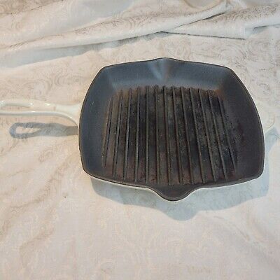 Le Creuset # 26 Square Skillet Griddle Pan Off White Rare Grill