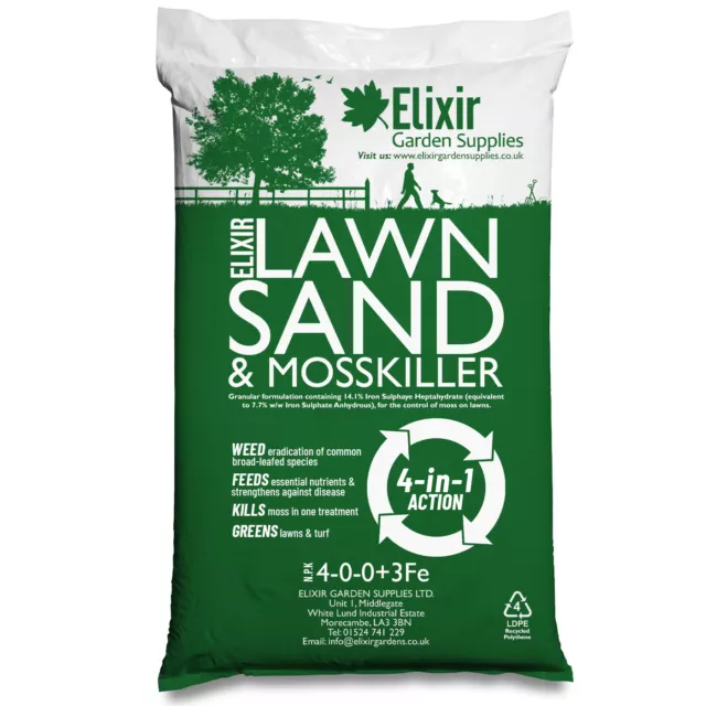 Elixir Lawn Sand & Moss Killer 4-0-0+3Fe | 1kg - 20kg | Supplied In Bags