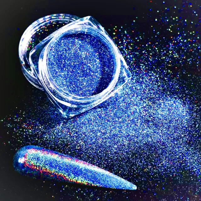 #33 AZURE BLUE Nail Holographic Mirror Powder HOLO Effect Glitter Decorations