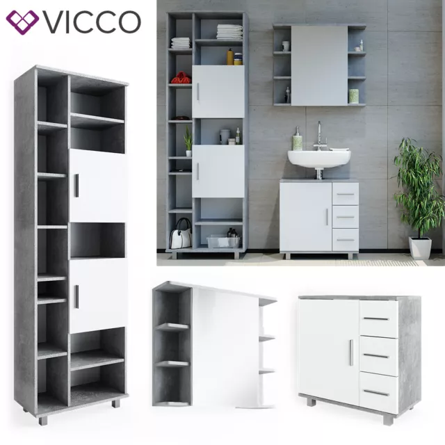 Conjunto de muebles de baño Vicco Ilias hormigón blanco - 3 piezas