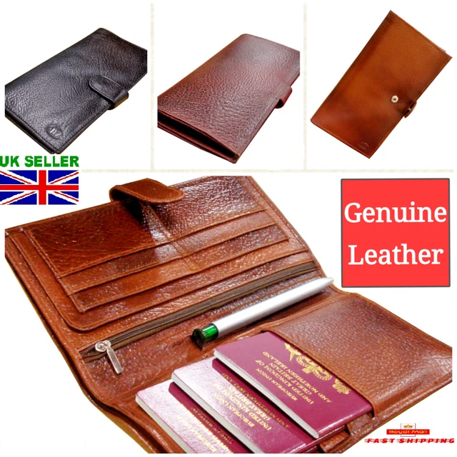 LEATHER TRAVEL WALLET Multi Passport Boarding Pass Ticket Currency