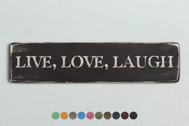 LIVE, LOVE, LAUGH Vintage Style Wooden Sign. Shabby Chic Retro Home Gift