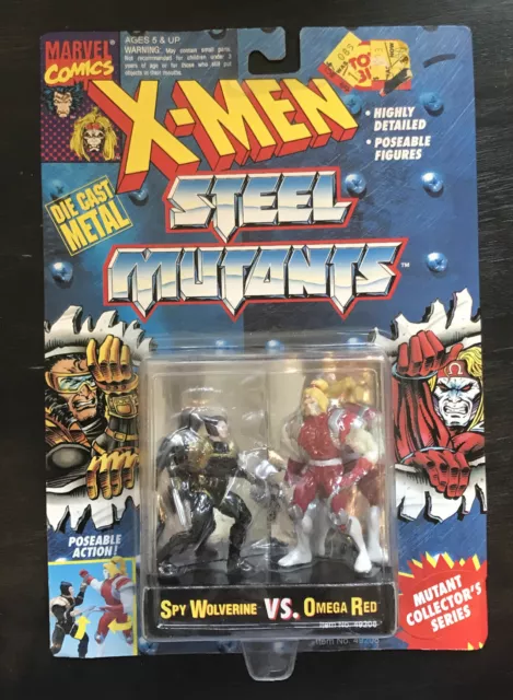 1994 X-Men Steel Mutants Spy Wolverine vs Omega Red Toy Biz Metal Action Figures