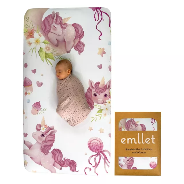 Emllet Fitted Crib Sheet, Cute Baby Crib Sheets For Boys Girls Toddlers