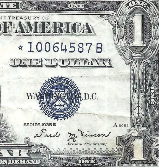 1935B $1 BLUE Seal **STAR** SILVER Certificate! VF! Old US Paper Money! SCARCE!