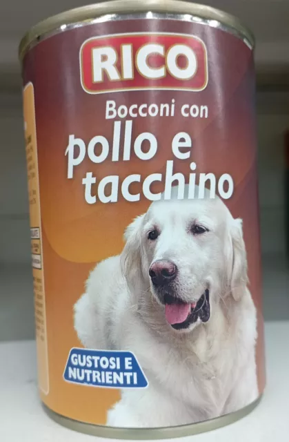 BOCCONCINI CANE SCATOLETTE CIBO UMIDO PER CANI RICO CON POLLO E TACCHINO 1250g