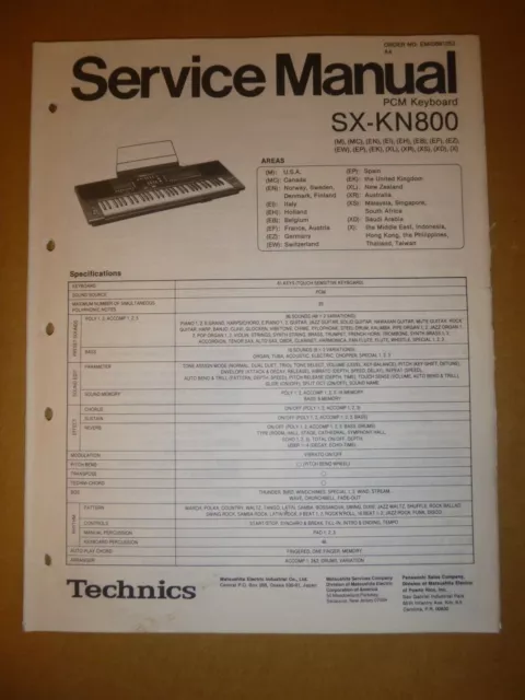 Manual de Servicio ~ Teclado Technics modelo sx-KN800 con ESQUEMAS