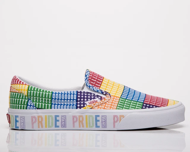 Vans Classic Slip-On Pride Unisexe Homme Femmes Multicolore Blanc Vie Chaussure