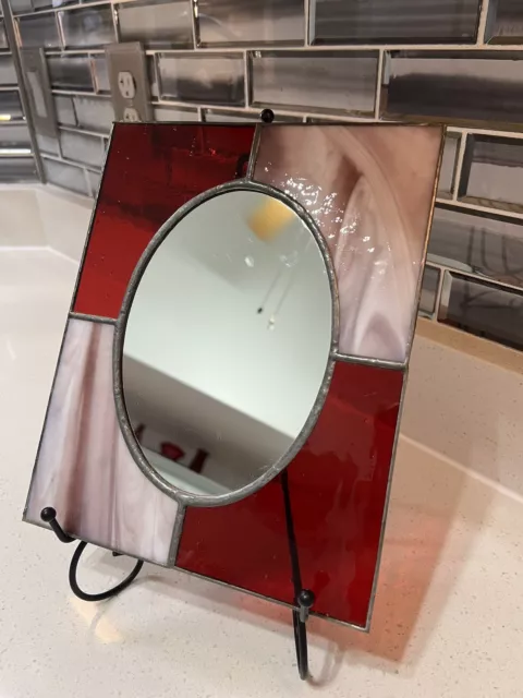 Stained Glass Mirror 8x10 Inch Red