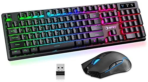 Teclado y mouse para juegos retroiluminados RGB inalámbricos para juegos de PC