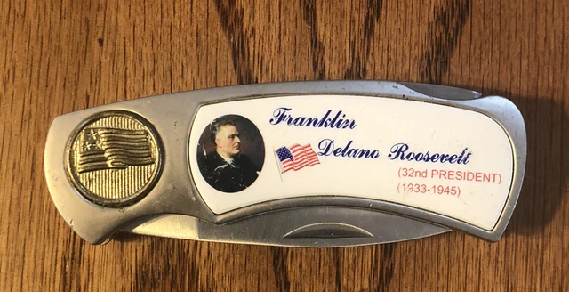 Franklin Roosevelt-32nd US President-Commemorative Pocket Knife Double Sided!!