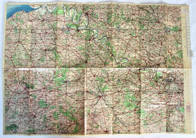GSGS Folding Map WW2 WAR OFFICE France - June 1943 PARIS AREA  4042 No. 7
