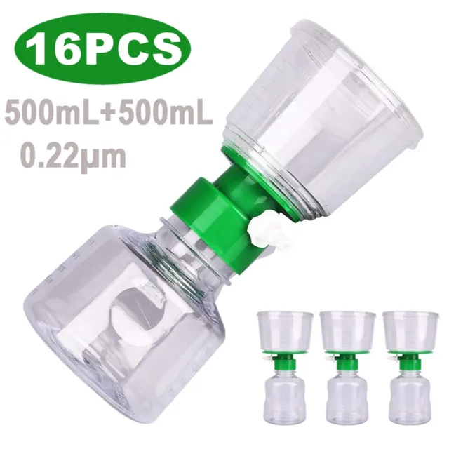 16pcs LAB 500ml Bottle Top Vacuum Filter Sterile Polyethersulfone (PES) Membrane