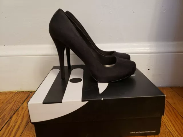 Michael Antonio Love Me Suede Stiletto Platform Pump Black 8.5 Synthetic Shoes