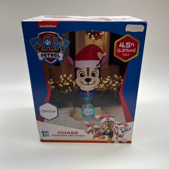 GEMMY AIRBLOWN INFLATABLE Paw Patrol Chase Santa Paws Lights Up 4.5