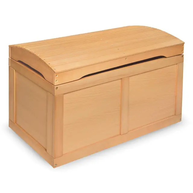 Hardwood Barrel Top Toy Chest - Natural Badger Basket for Playrooms and Bedrooms