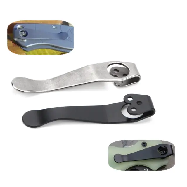3 Holes Durable DIY Titanium Pocket Clip Tool Clip Back For Spyderco C81 C10 C11