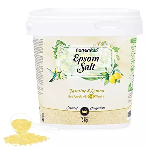 Nortembio Sel d'Epsom 3 Kg. Sel de Bain avec Arôme de Jasmin et de Citron. Su...