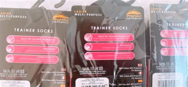 Pro Hike Ladies Multi Purpose Performance Trainer Liner Sport Socks 4-8 UK Size 3