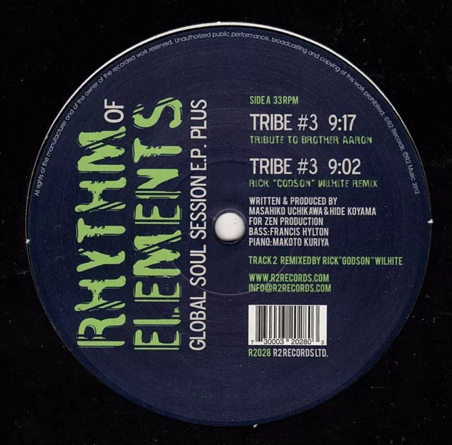 RHYTHM OF ELEMENTS-global soul session EP plus  r2 records 12"    (hear)  house