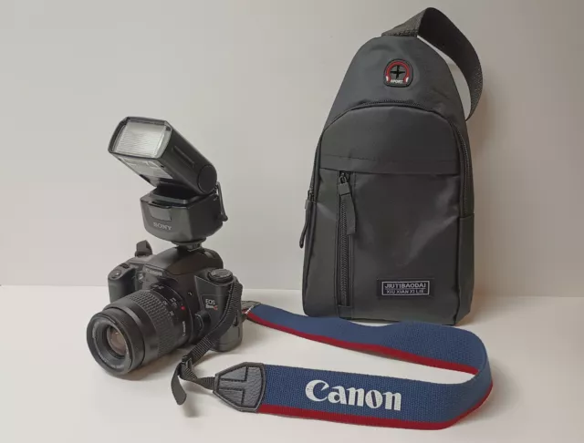 Canon EOS Rebel G 35mm SLR Film Camera 35-80mm Zoom Lens EF III Sony Flash