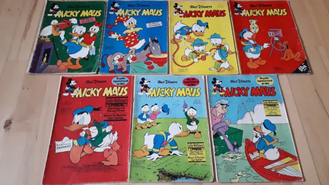 Walt Disneys Micky Maus  - Konvolut 7 Comichefte von 1961-65 mit MMK-Zeitung
