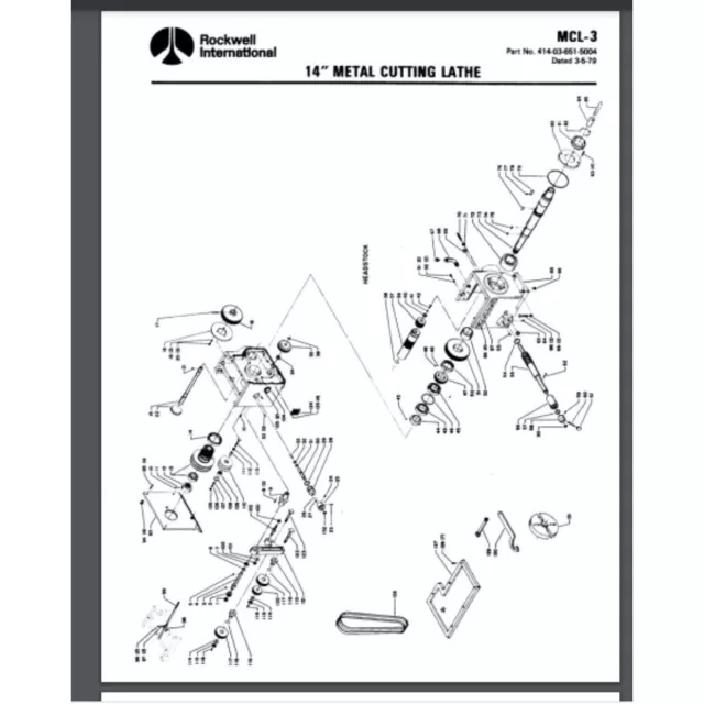 1979 Rockwell 14 INCH Metal Cutting Lathe parts list manual 16 pages MCL-3