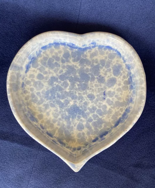Bennington Potters 1950 DG Morning Glory Blue Agate Heart Tray Vermont 8.5"