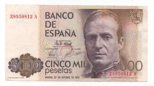 Spain 5000 Pesetas 1979 Pick 160 Serie Z Look Scans