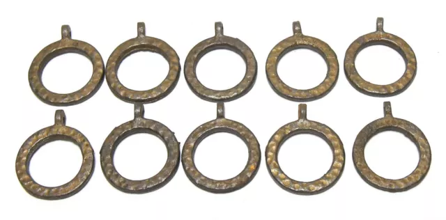 10 Vintage Cast Iron Brass Hammered Finish Design Curtain Rod Rings