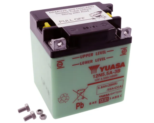 Batterie 12V 5,5Ah YUASA 12N5.5A3B sans acide de batterie