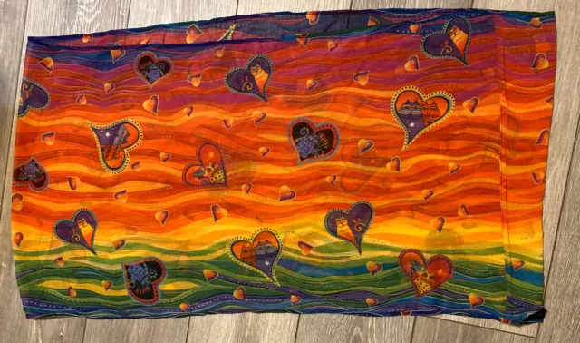 Laurel Burch Multi-color Cats And  Hearts Infinity Scarf 19.5"x35"